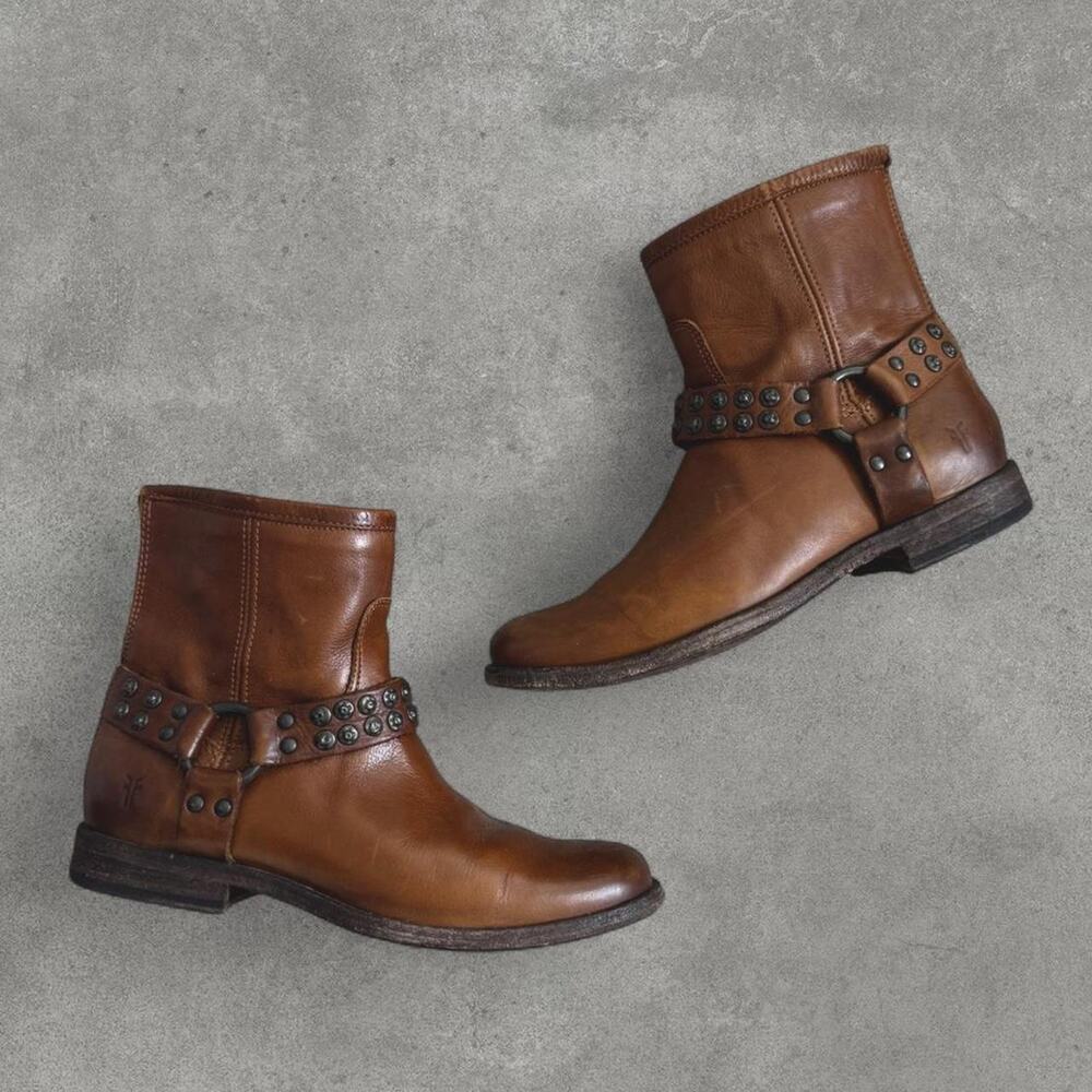 Fyre Phillip studded harness leather ankle boot